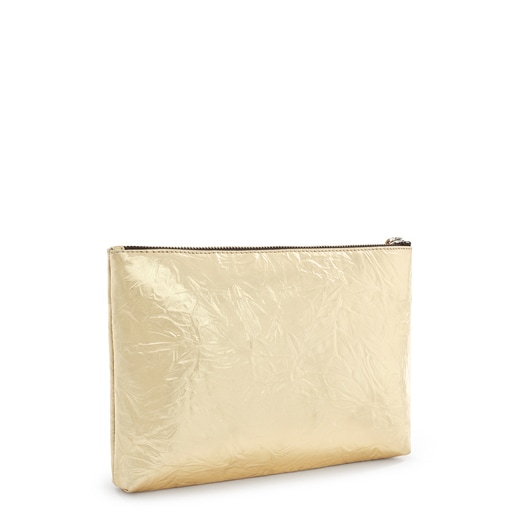 حقيبة يد Dorp صغيرة على هيئة محفظة من الفينيل باللون الذهبي اللامع
