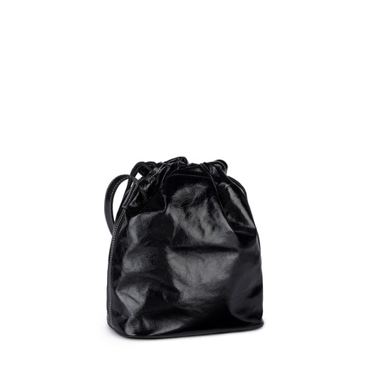 Black Leather Tulia Crack Bucket bag | TOUS