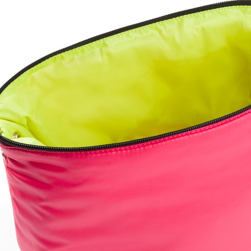 Μεσαίου μεγέθους τσάντα δύο όψεων Kaos Shock σε φιστικί-κοραλί χρώμα
