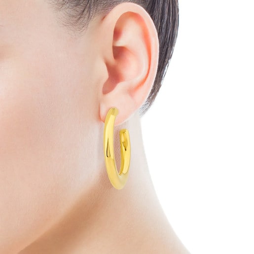 Pendientes aro con baño de oro 18 kt sobre plata Warm