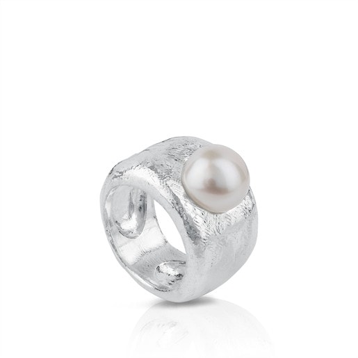 Stříbrný prsten TOUS Duna s perlou
