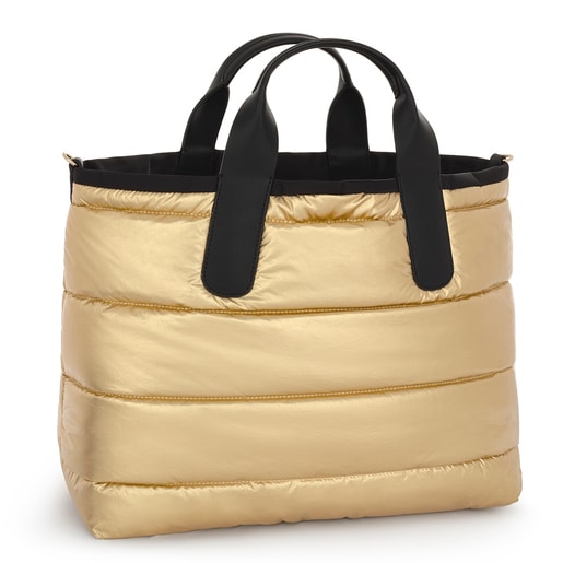 Χρυσή/γκρι τσάντα Tote Pleat Up