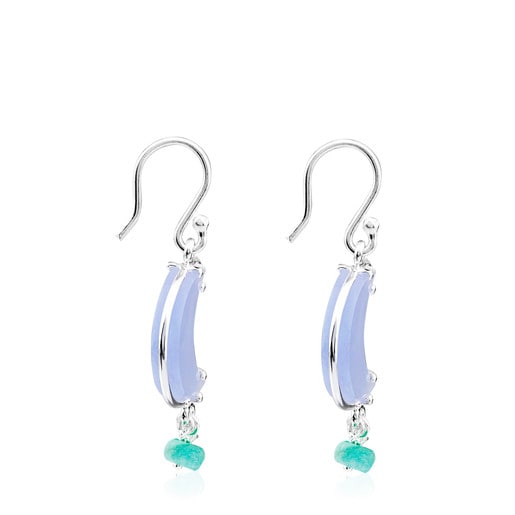 Silver Eugenia By TOUS Lune Chérie Earrings with Chalcedony and Apatite