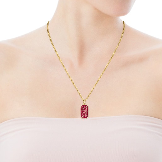 Medallions Love&Peace&Lucky Pendant in Silver Vermeil with Enamel