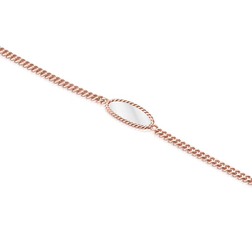 Pulsera con baño de oro rosa 18 kt sobre plata y plata Minne