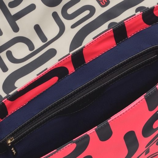 Large beige and fuchsia Doromy Messenger bag