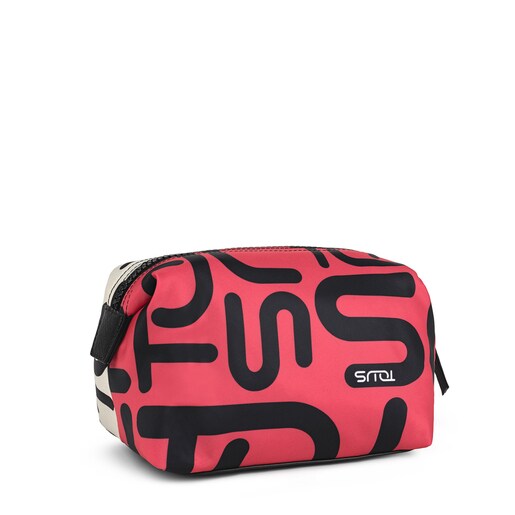 Large red and black Shelby Logogram Toiletry bag