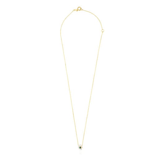 Gold Super Power Necklace with Malachite and Mother-of-pearl