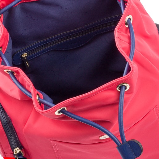 حقيبة ظهر Doromy متوسطة الحجم ذات جيوب باللونين الأزرق والفوشيا