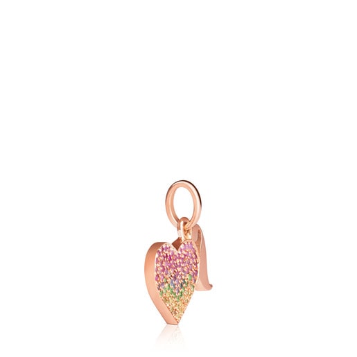 Rose Vermeil Silver LVR Heart Pendant with Gemstones