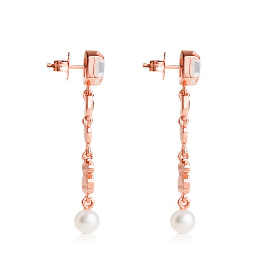 Rose Vermeil Silver TOUS Join Earrings with quartz, ruby and spinels