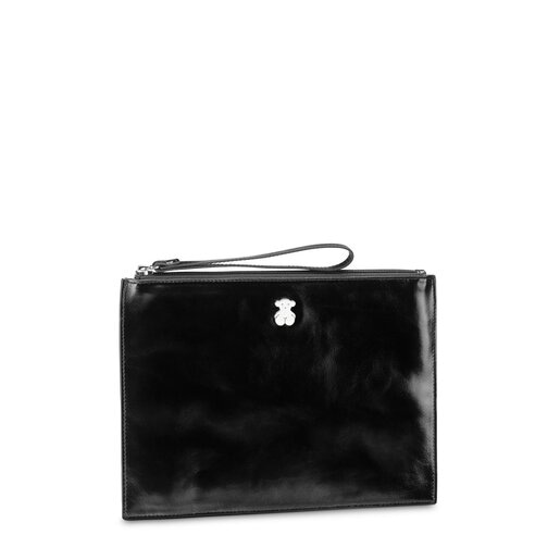 Black colored Leather Dubai Clutch bag