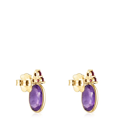 Gold Luz Earrings with Amethyst and Rhodolite