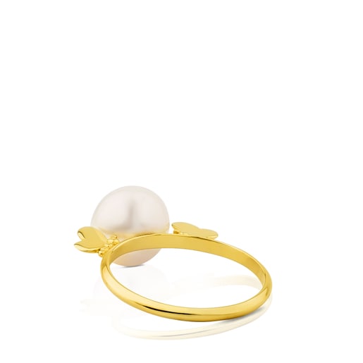 Gold Bera Butterfly Ring with Pearl