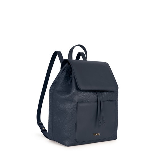 Navy colored Leather Mossaic Backpack
