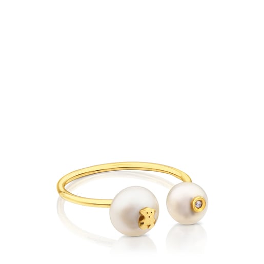 Gold Icon Pearl Ring with Diamond | TOUS