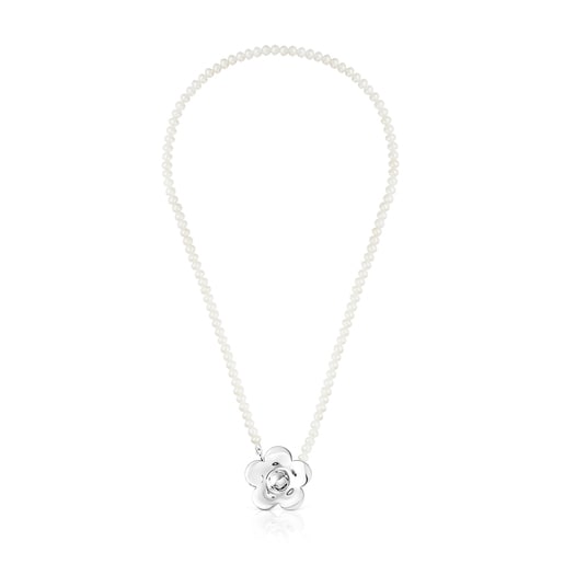 Silver Fragile Nature Necklace with Pearls