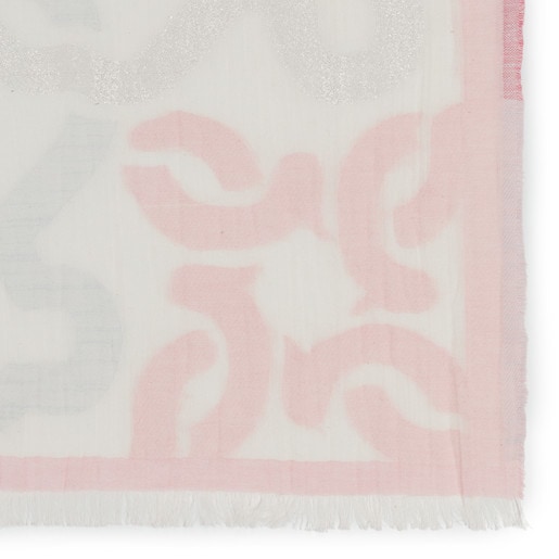 XL Φουλάρι Devoré Mossaic σε ροζ χρώμα