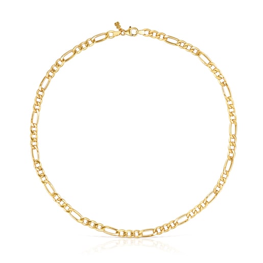 שרשרת קולר TOUS Chain בעיצוב משולב חוליות שטוחות בציפוי זהב 18 קראט על כסף
