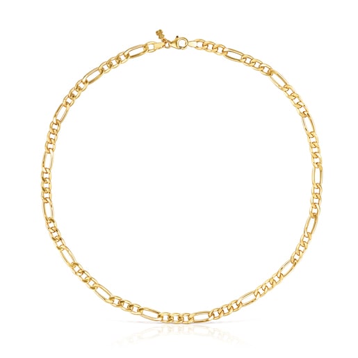 Naszyjnik choker TOUS Chain z mieszanego łańcuszka wędzidłowego ze srebra pokrytego 18-karatowym złotem