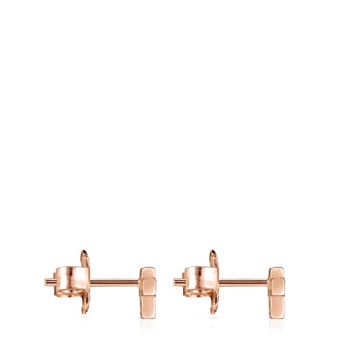 Aros Motif cruz con baño de oro rosa de 18 kt sobre plata con Espinelas
