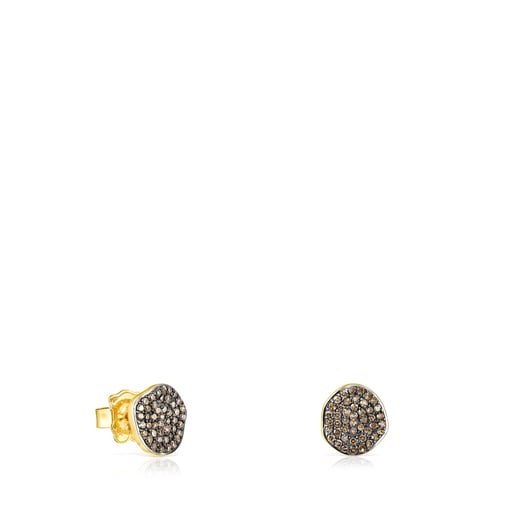 Small Silver Vermeil Nenufar Earrings with Diamonds | TOUS