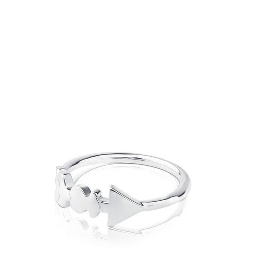 Silver TOUS Follow Ring with Bear and Arrow motif