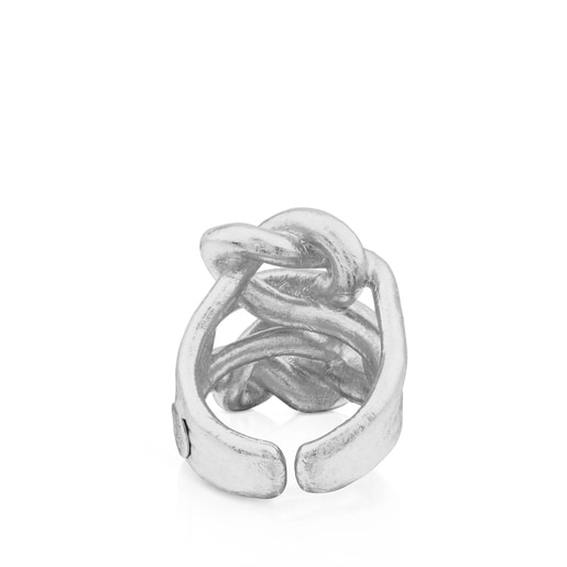 Silver Duna Tube Ring with Knot motif