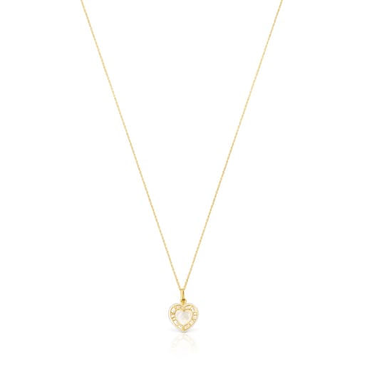 Gold Valentine\'s Day heart Necklace with Mother-of-pearl | TOUS