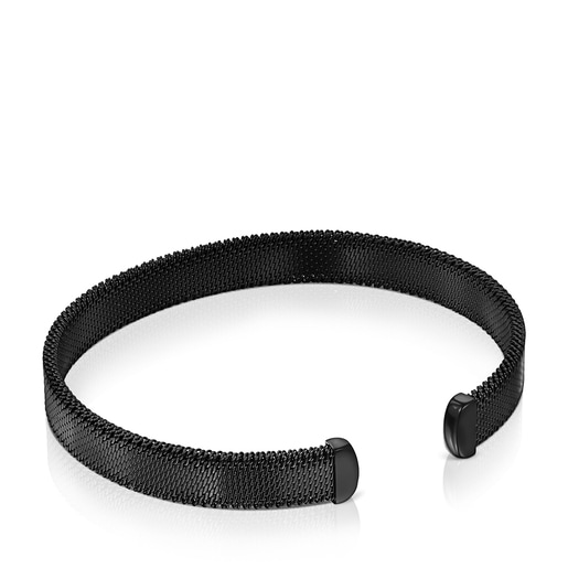 Bracciale in acciaio IP nero con lettere TOUS in rilievo. 0,6 cm. Maglia TOUS