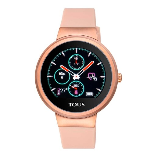 Reloj activity Rond Touch de acero IP rosado con correa de silicona intercambiable