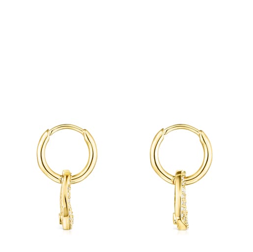 Short Gold Nenufar Earrings with Diamonds | TOUS