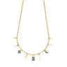 Halskette Nocturne aus Vermeil-Gold mit Diamanten- und Perlenmotiven