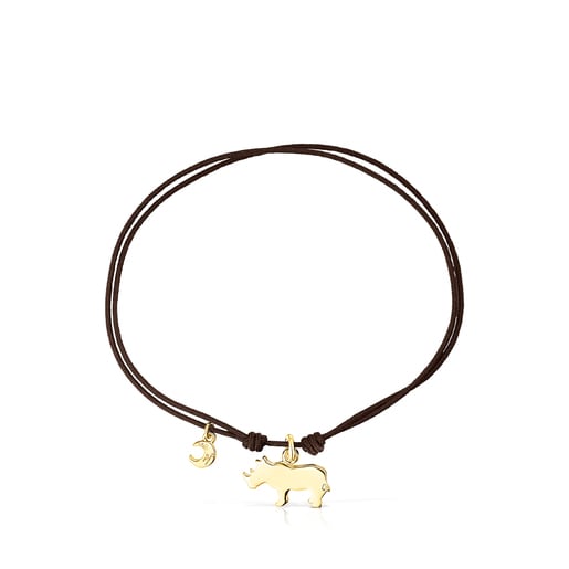 ゴールドコーティングシルバーにブラウンコードがついたサイブレスレット Save