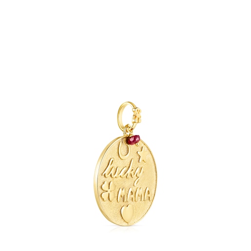 Pendentif TOUS Good Vibes Mama en Argent Vermeil et Rubis