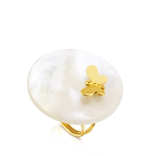 Gold Bera Butterfly Ring with Mother-of-Pearl