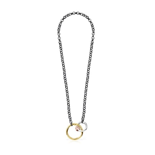Hold necklace in Dark Silver with Silver Vermeil, Rose Silver Vermeil and Silver