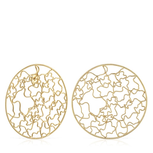 Aretes Artesanías de Colombia disco con baño de oro 18 kt sobre plata