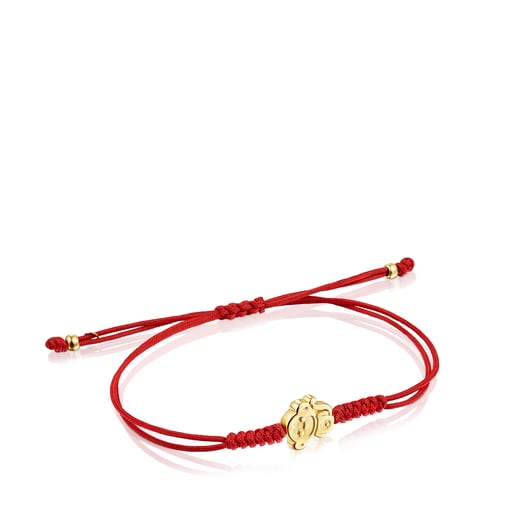 Pulseira Chinese Horoscope macaco em Ouro e Cordão vermelho