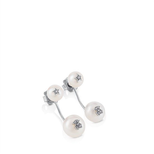White Gold Earrings with Diamond and Pearl Bear and Star motifs TOUS Puppies  | TOUS