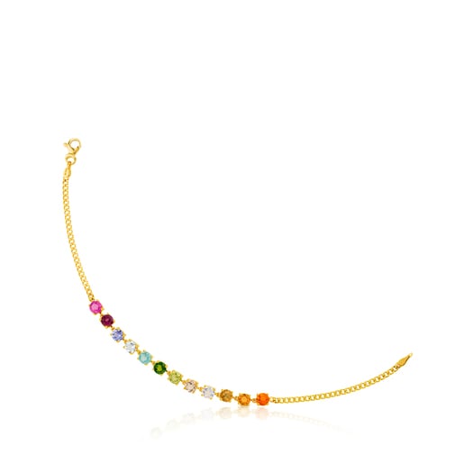 Gold Mix Color Bracelet with 12 multicolor gemstones