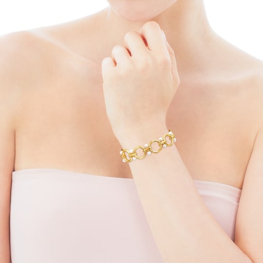 Silver Vermeil Hold rings Bracelet with Pearls