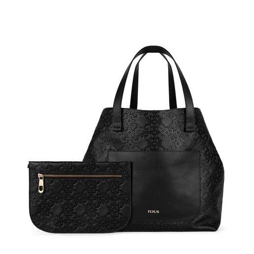 Extra large black colored Leather Mossaic Tote bag