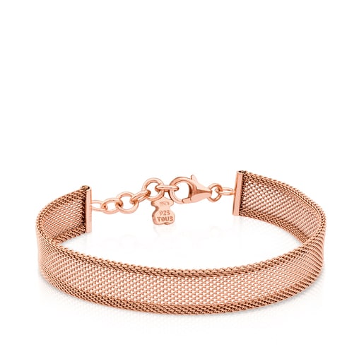 Steel and Rose Vermeil Silver Icon Mesh Bracelet