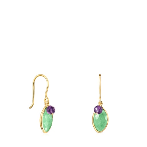 Boucles d’oreilles TOUS Good Vibes en Argent Vermeil, Aventurine et Améthyste