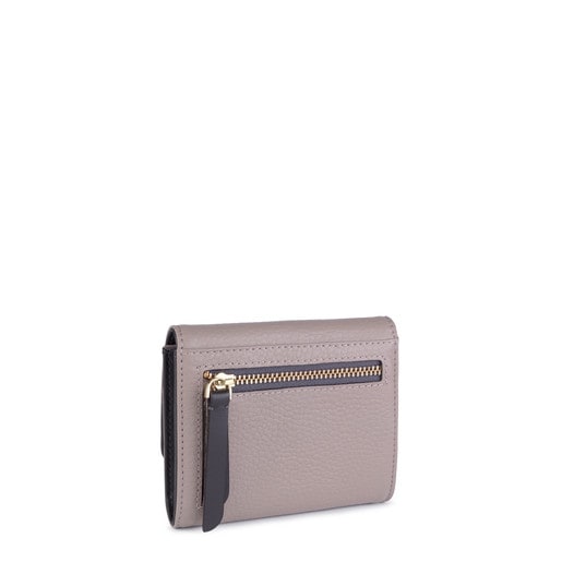 Small taupe-gray colored Leather Arisa Wallet