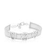 Silver TOUS Mesh Bracelet with Bear, Heart and Tulip motifs