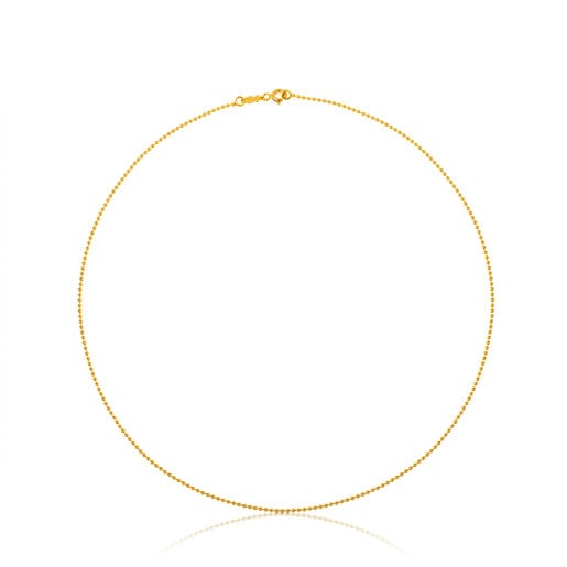 Enge Halskette TOUS Chain aus Gold, 40 cm lang mit 1,2 mm kleinen Kugeln.