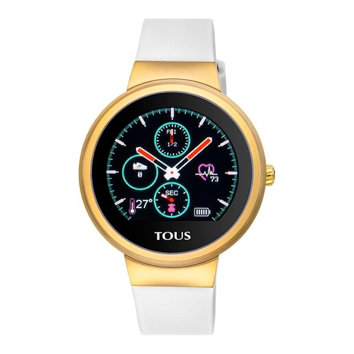 Reloj smartwatch activity Rond Touch de acero IP dorado con correa de silicona intercambiable