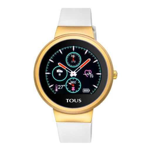 Gold IP Steel Rond Touch activity Watch with interchangeable Silicone strap